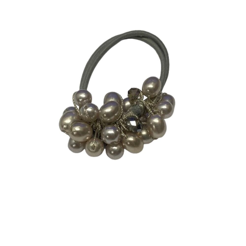Pearl Beaded Hair Tie Elastic Scrunchie Crystal Cluster Pre Owned